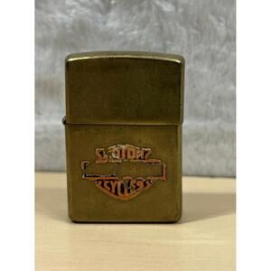 Vintage Zippo Brass Lighter – Harley Logo Worn – 1987 Insert – Parts/Repair